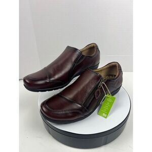 Taos Brown Leather Zipup Comfort Slip On Loafers Shoes Arch Support Womens 10W